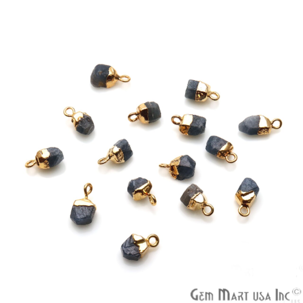Rough Gemstone Pendant, Birthstone Raw Pendant, Gold Electroplated Connector Charms, 11X6mm (Approx), 1 pc, GemMartUSA (50469)